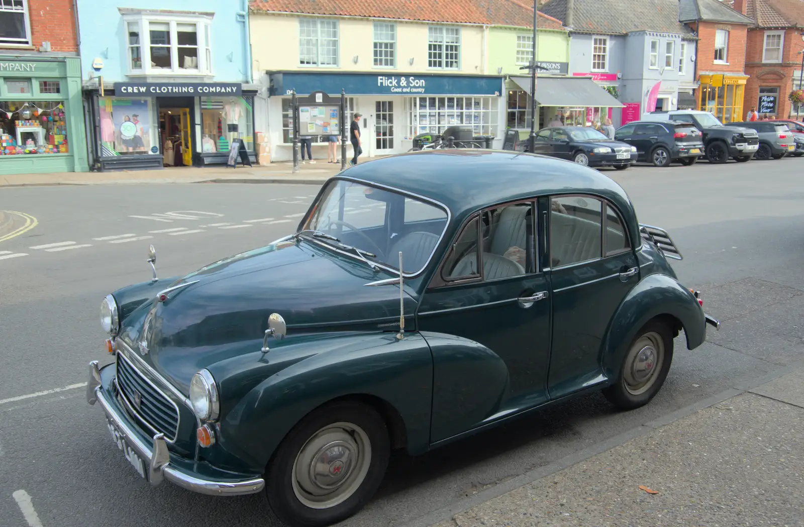 There's a nice Morris Minor on High Street, from A Protest on the Beach, Aldeburgh, Suffolk - 1st September 2024