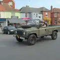 A classic Land Rover heads up the road, A Protest on the Beach, Aldeburgh, Suffolk - 1st September 2024