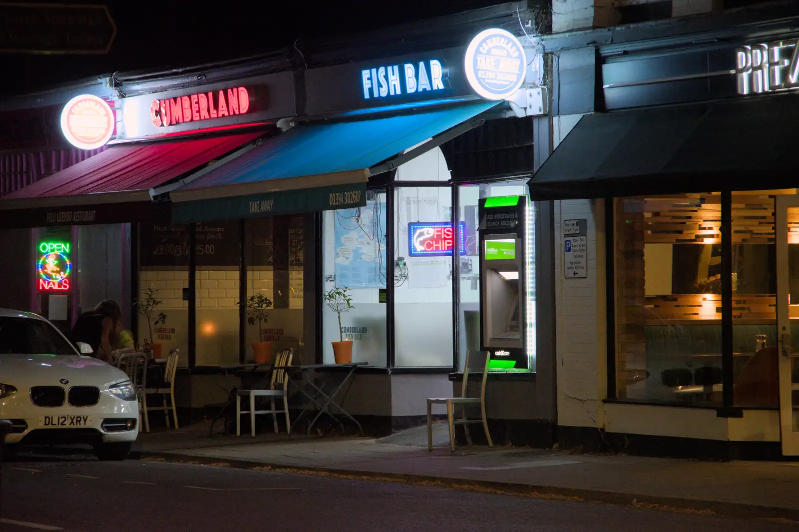 Neon lights on Cumberland Street, from A Protest on the Beach, Aldeburgh, Suffolk - 1st September 2024