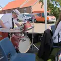 Mark sets the drum kit up, Palgrave Players Busking and the GSB at Pulham Market, Norfolk - 14th September 2024