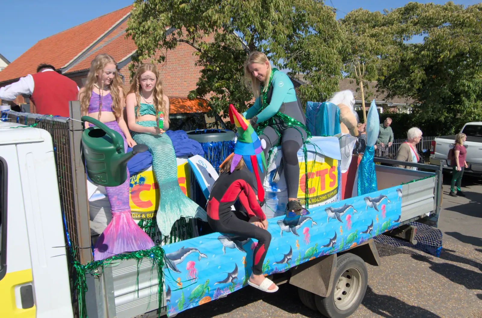 There's a float with mermaids on it, from Palgrave Players Busking and the GSB at Pulham Market, Norfolk - 14th September 2024