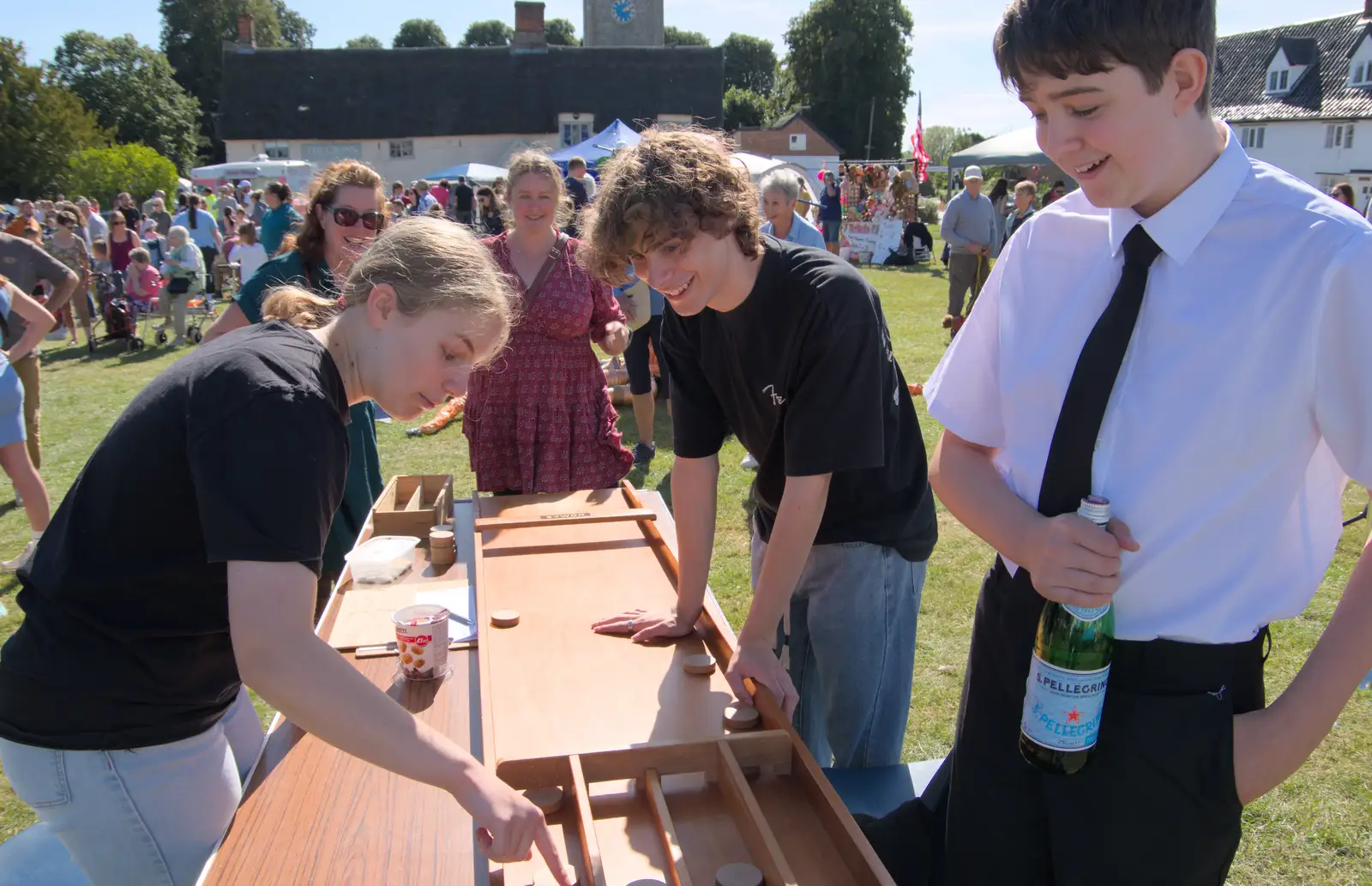 Fred's on the shuffleboard again, from Palgrave Players Busking and the GSB at Pulham Market, Norfolk - 14th September 2024