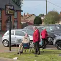 Ron - former flugel player - watches the band, Palgrave Players Busking and the GSB at Pulham Market, Norfolk - 14th September 2024