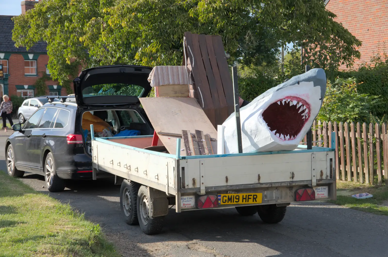 The remains of the Jaws float, from Palgrave Players Busking and the GSB at Pulham Market, Norfolk - 14th September 2024