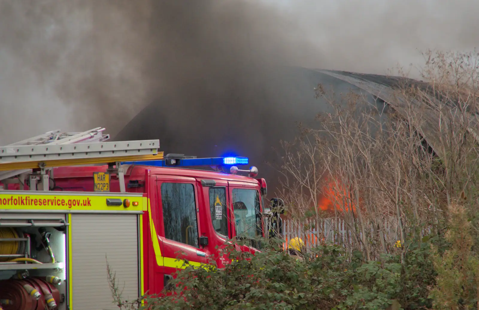 The fire rages away as things explode, from A Major Fire at Suffolk Highways, Brome, Suffolk - 15th September 2024