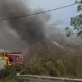 The smoking Nissen hut, A Major Fire at Suffolk Highways, Brome, Suffolk - 15th September 2024