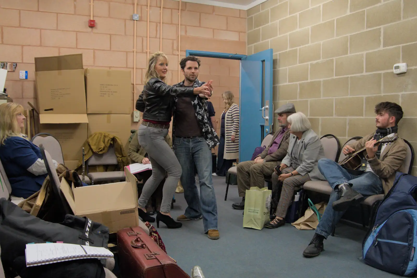 Cathal practices a bit of tango, from Palgrave Players do "Once", Garboldisham, Norfolk - 18th September 2024