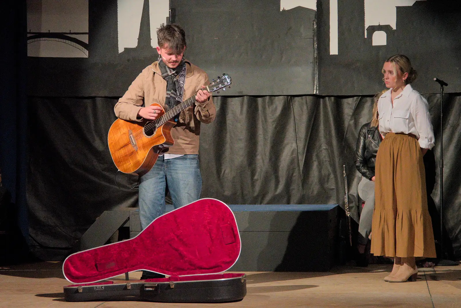 Lewis plays some guitar, from Palgrave Players do "Once", Garboldisham, Norfolk - 18th September 2024