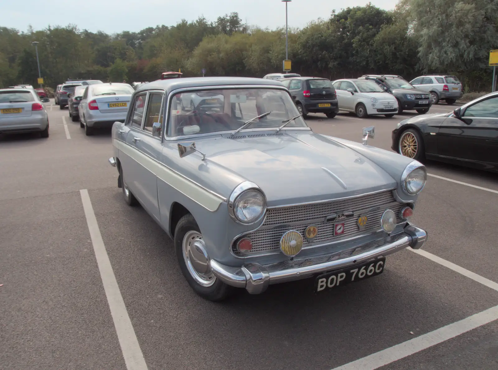 There's a nice old car in Morrisons car park, from Diss Heritage Transport Festival and the GSB at Wickham Skeith - 22nd September 2024