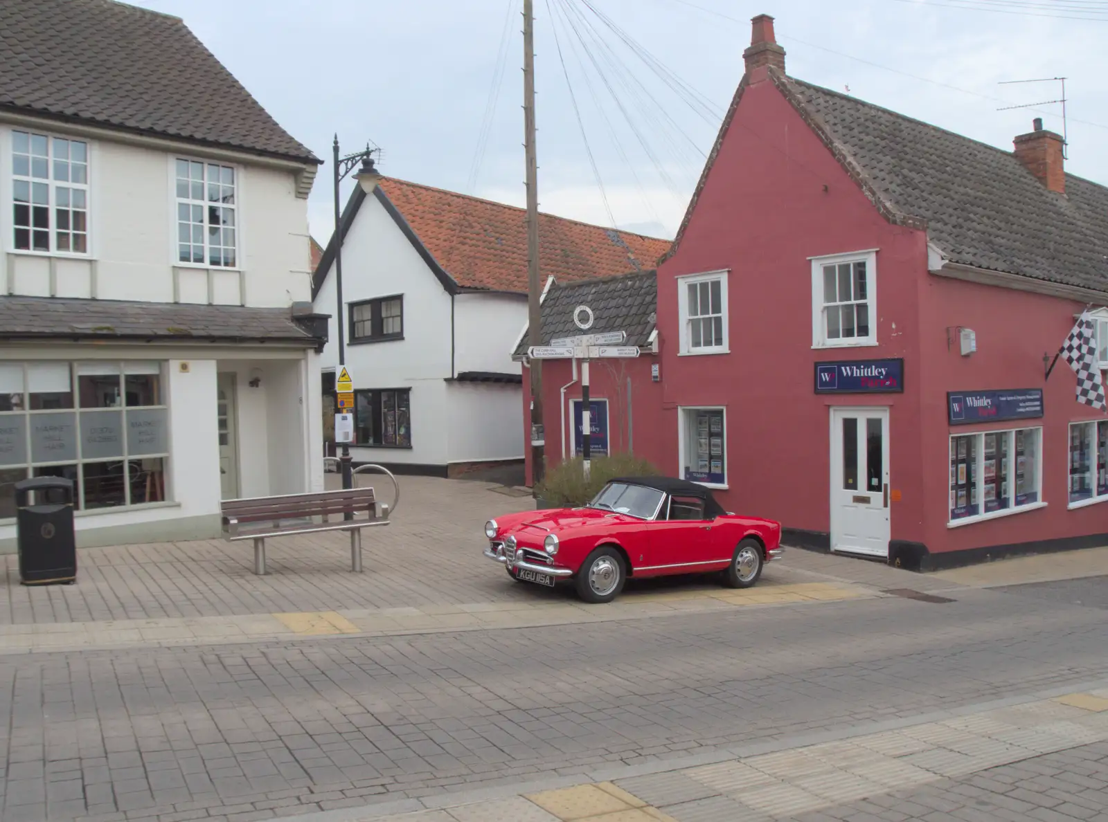 A lone car on Pump Hill, from Diss Heritage Transport Festival and the GSB at Wickham Skeith - 22nd September 2024