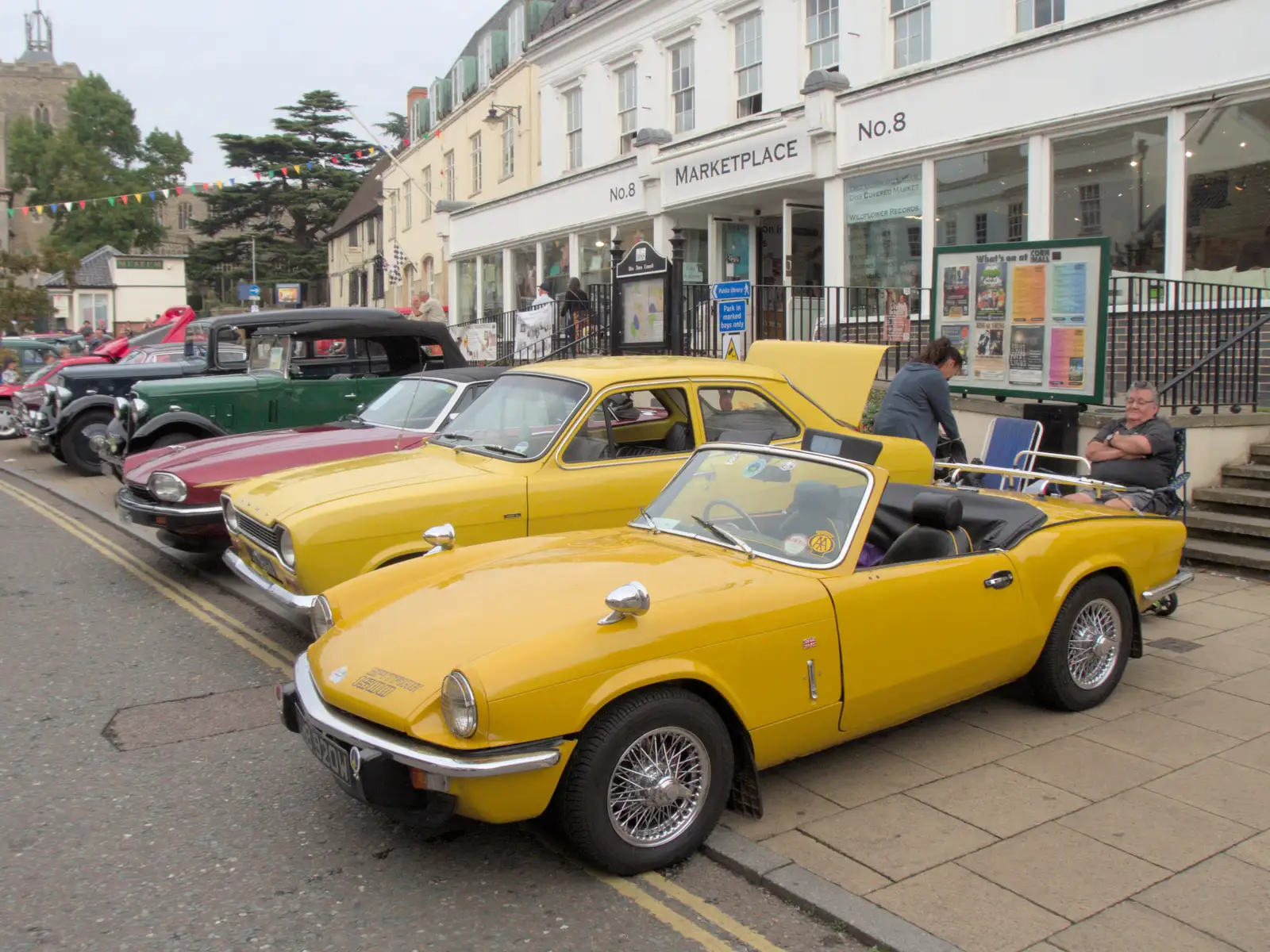 A yellow Triump Spitfire 1500, from Diss Heritage Transport Festival and the GSB at Wickham Skeith - 22nd September 2024