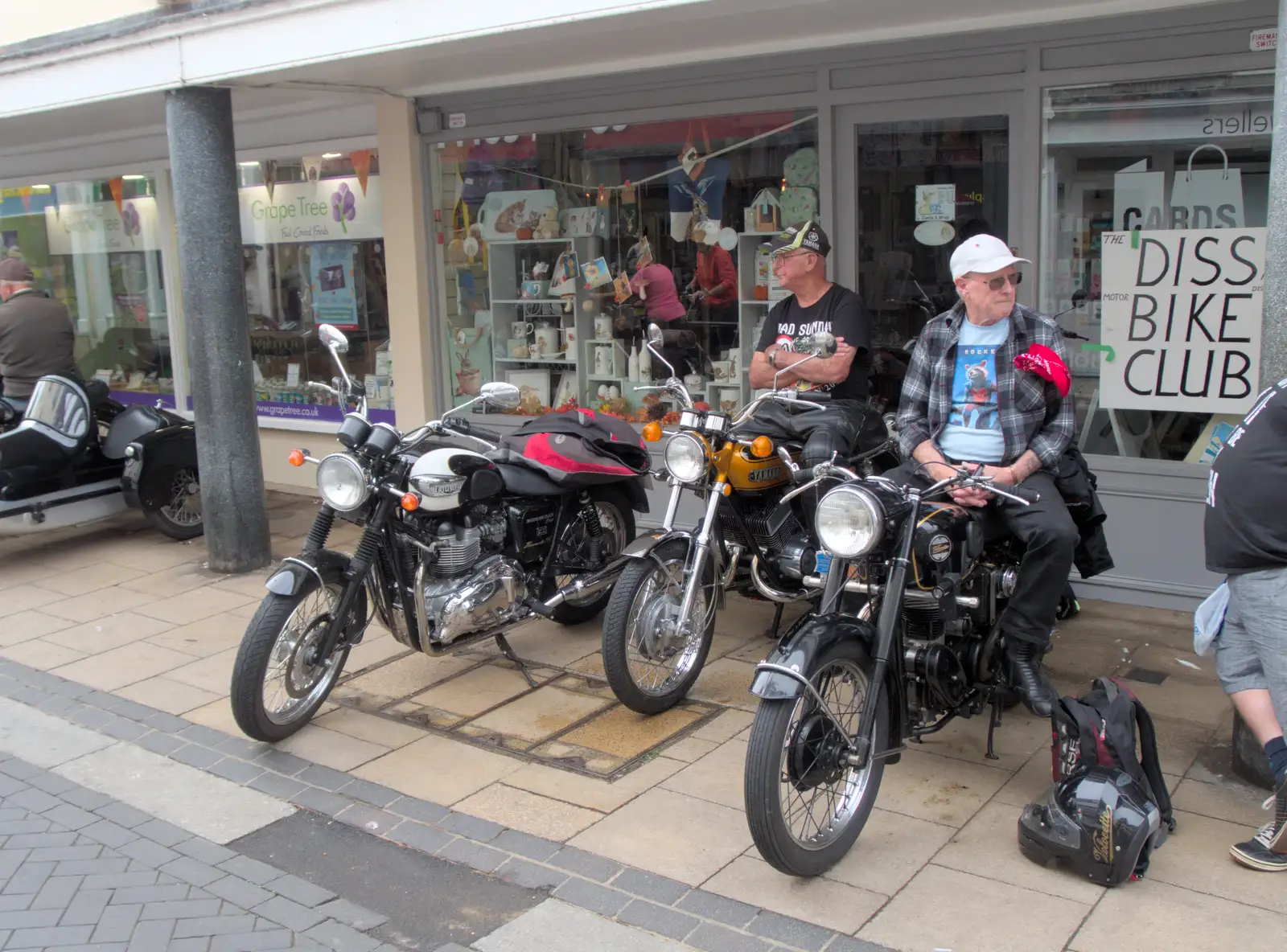 The lads of Diss Bike Club on Mere Street, from Diss Heritage Transport Festival and the GSB at Wickham Skeith - 22nd September 2024