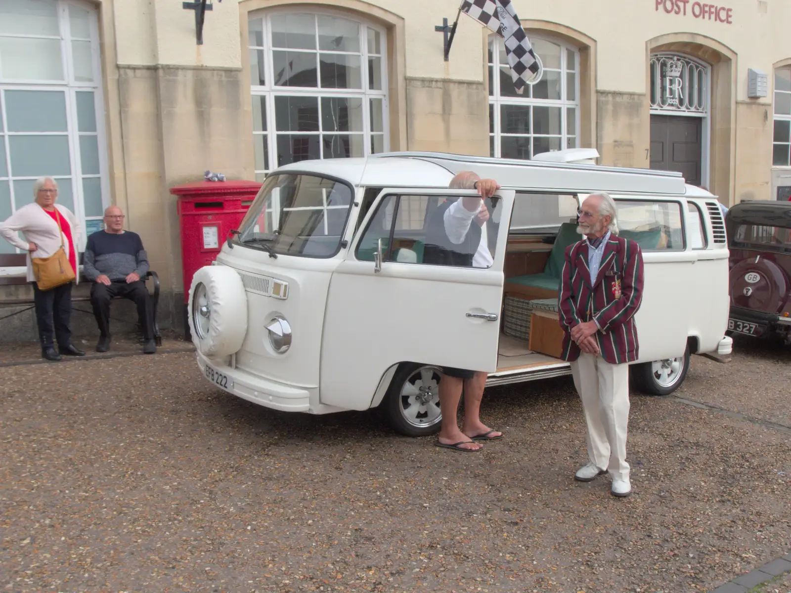 A dude in a stripey blazer with a classic VW van, from Diss Heritage Transport Festival and the GSB at Wickham Skeith - 22nd September 2024