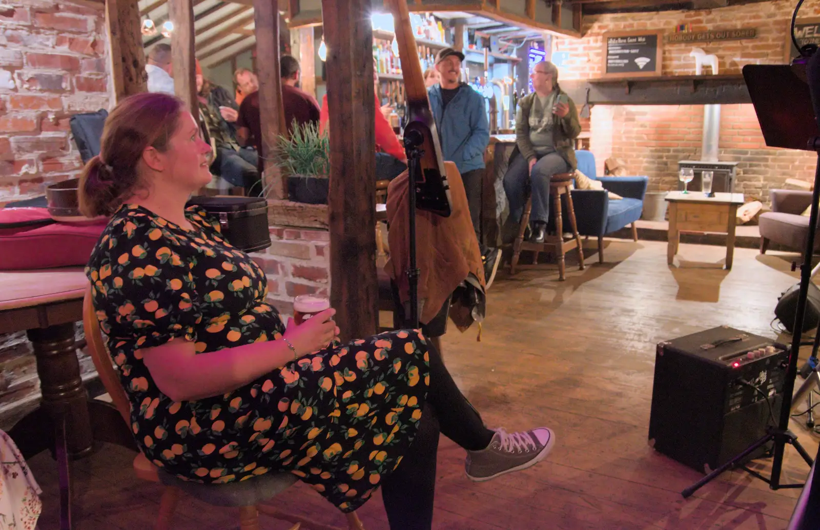 Isobel watches the proceedings, from Palgrave Players do the White Horse Open Mic Night, South Lopham - 29th September 2024