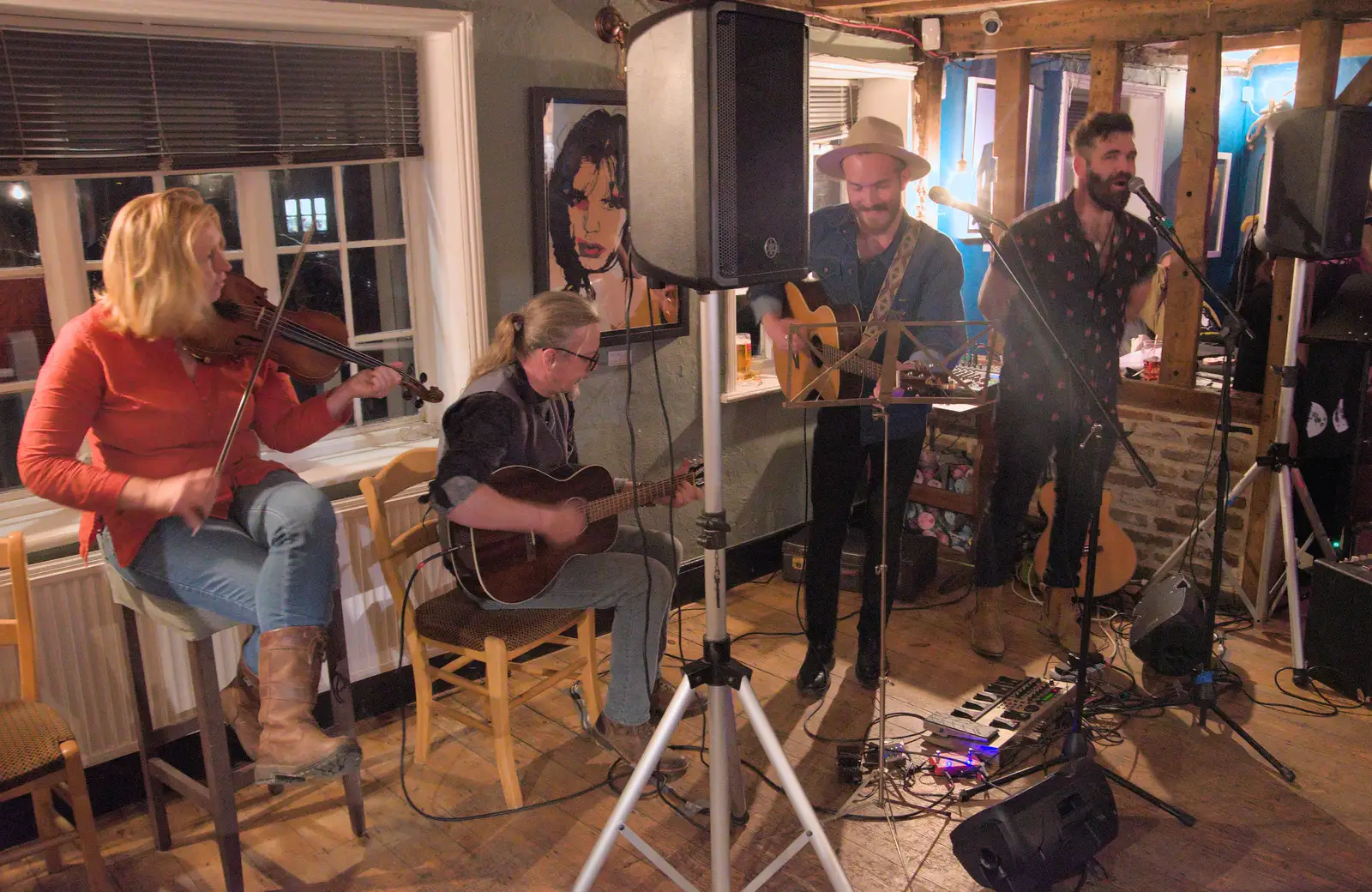 Vicky adds a bit of fiddle, from Palgrave Players do the White Horse Open Mic Night, South Lopham - 29th September 2024