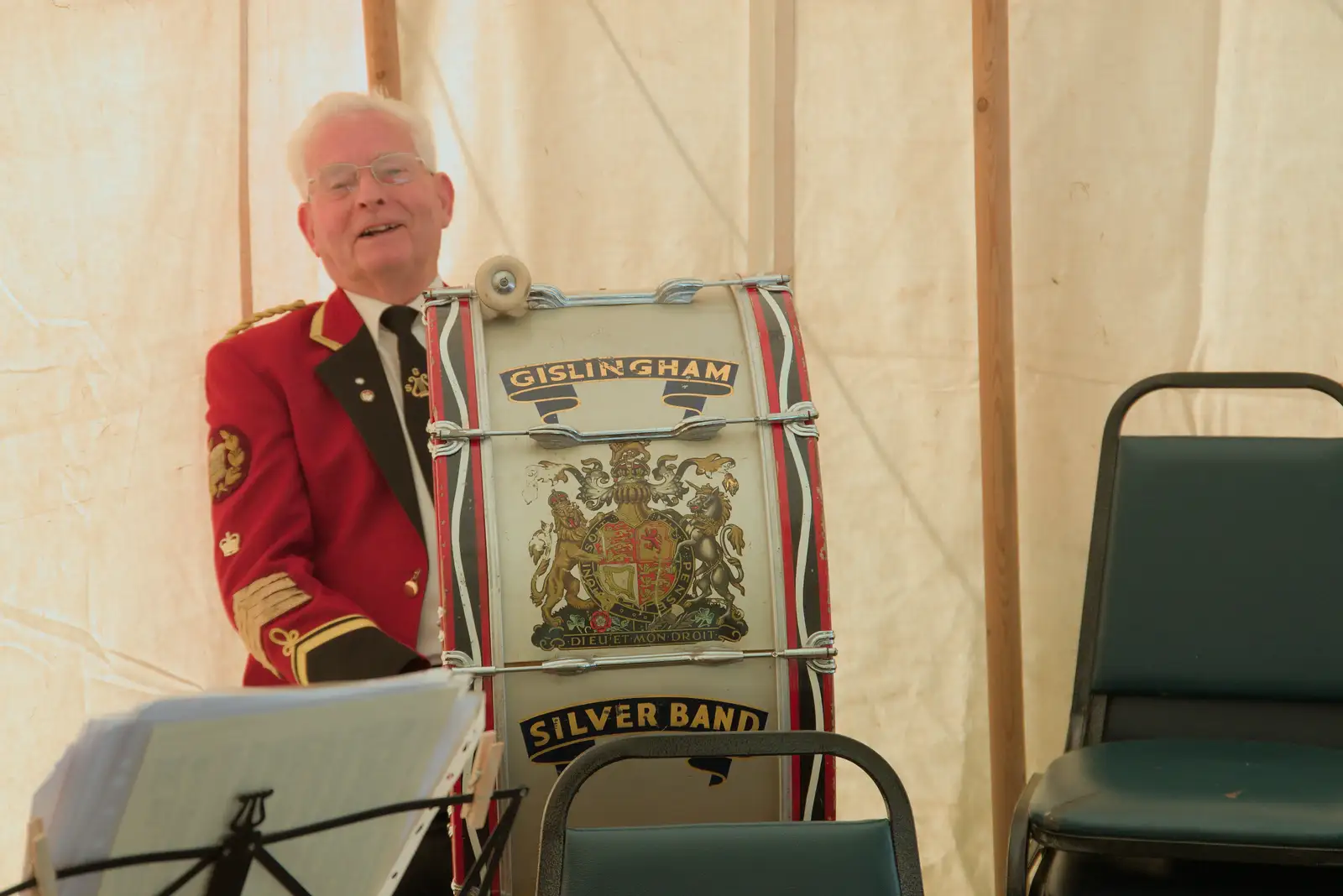 Terry on the bass drum, from Sunflowers, A Quiz at Westhorpe and a GSB Duck Race, Eye - 29th September 2024