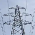 Looking up at an electricty pylon, A Walk to the Railway Tavern, Mellis, Suffolk - 13th October 2024