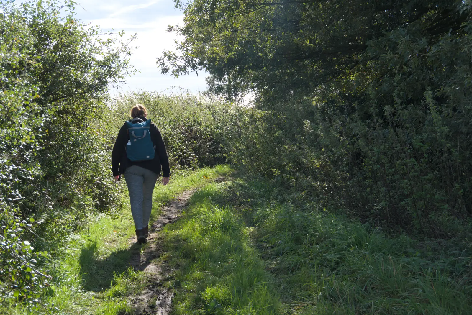 We head off up Judas Lane, from A Walk to the Railway Tavern, Mellis, Suffolk - 13th October 2024