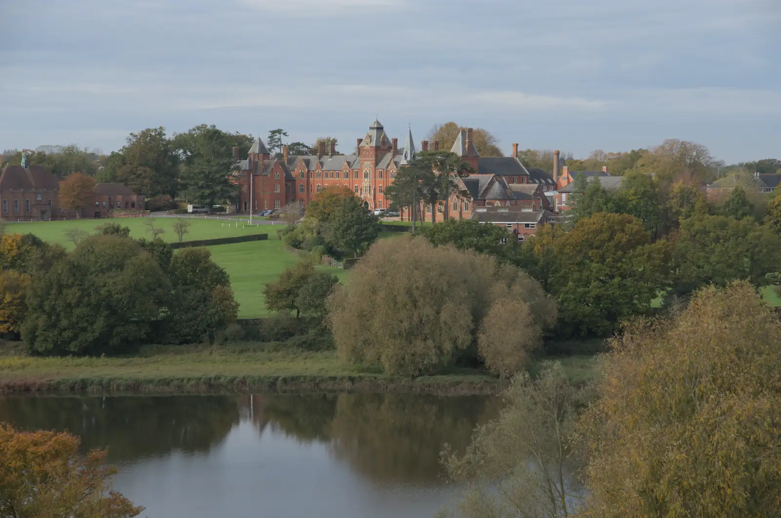 Framlingham College across the Mere, from The Witchfinder General at Framlingham Castle, Suffolk - 26th October 2024