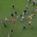 There's a mock swordfight between kids and adults, The Witchfinder General at Framlingham Castle, Suffolk - 26th October 2024