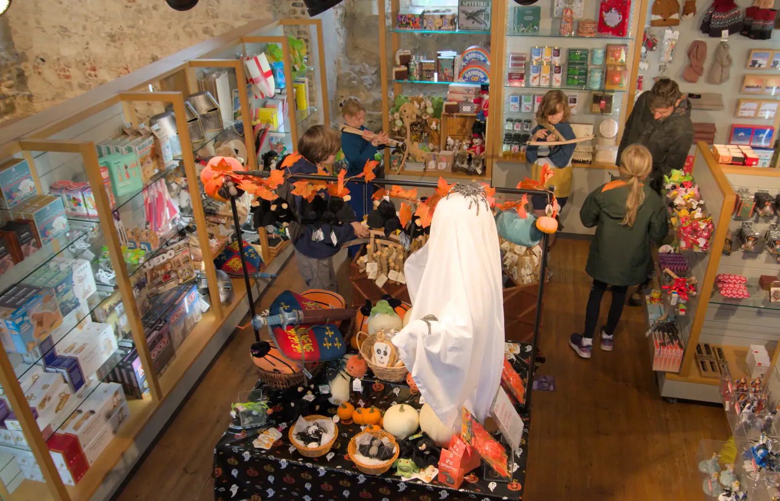 Harry and the gang in the shop, from The Witchfinder General at Framlingham Castle, Suffolk - 26th October 2024