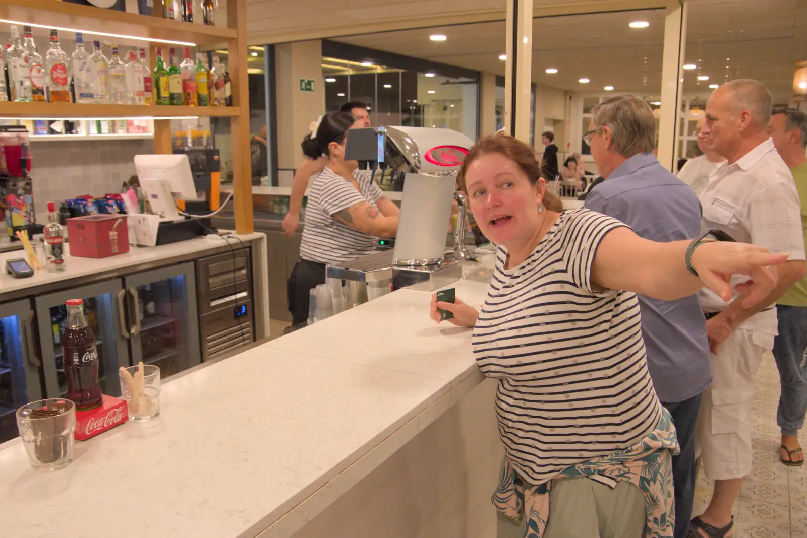 Isobel tries out the hotel bar for the only time, from A Trip to Lloret de Mar, Catalonia, Spain - 27th October 2024