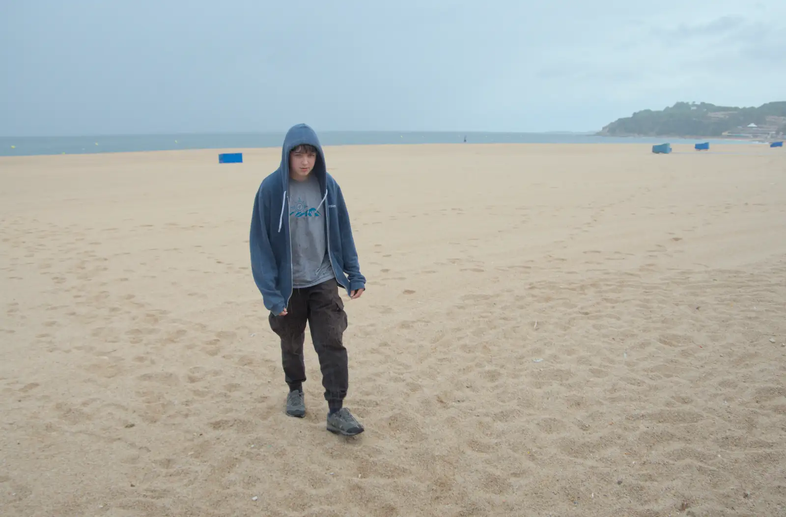 Fred's got his hoody up as it starts raining, from A Trip to Lloret de Mar, Catalonia, Spain - 27th October 2024