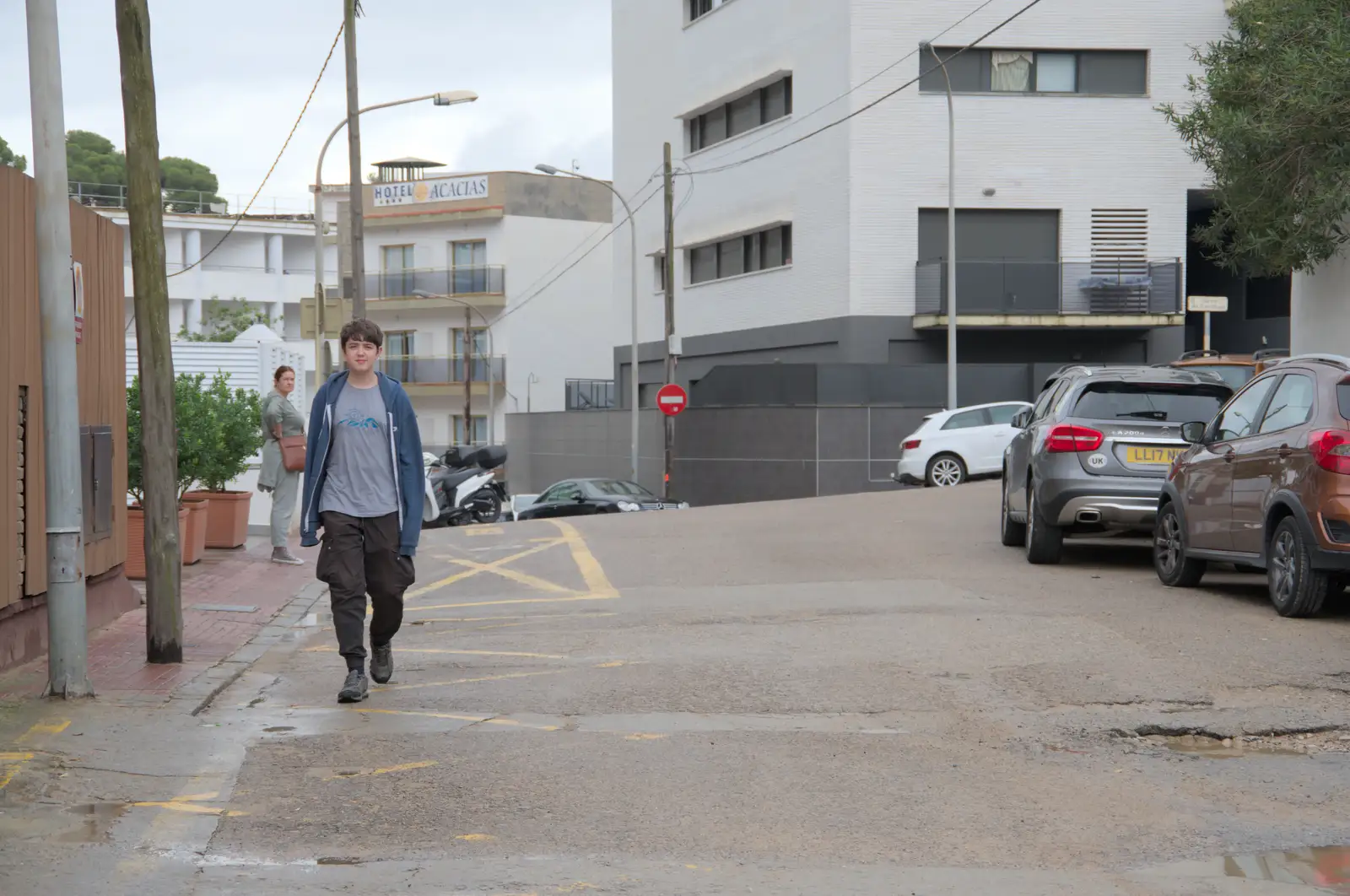 Fred near the hotel entrance, from A Trip to Lloret de Mar, Catalonia, Spain - 27th October 2024