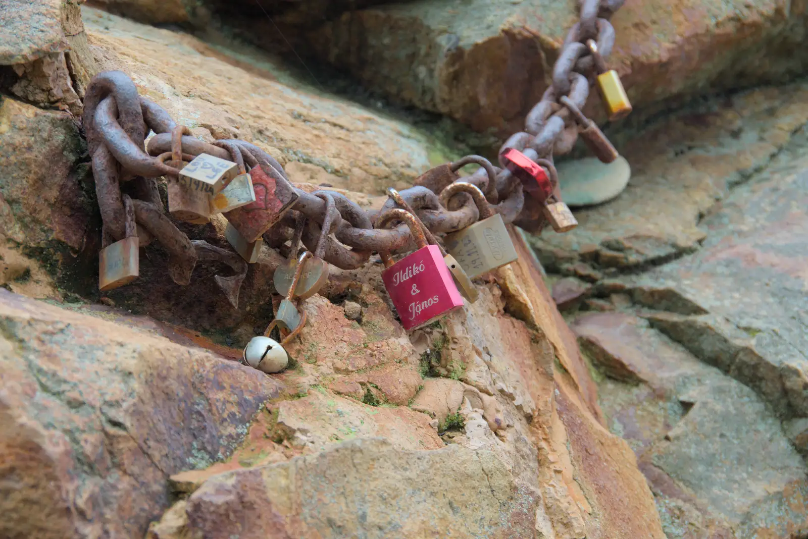 Love-locks on a rusty chain, from A Trip to Lloret de Mar, Catalonia, Spain - 27th October 2024