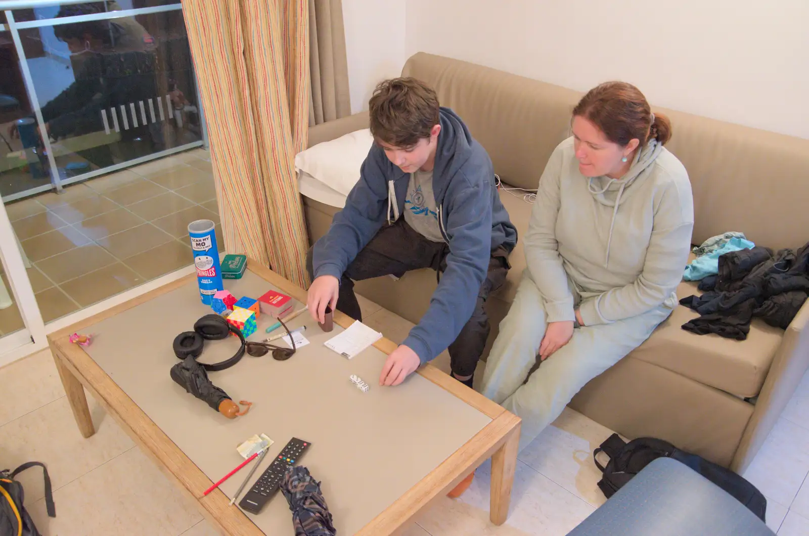 We play Yahtzee in our apartment room, from A Trip to Lloret de Mar, Catalonia, Spain - 27th October 2024