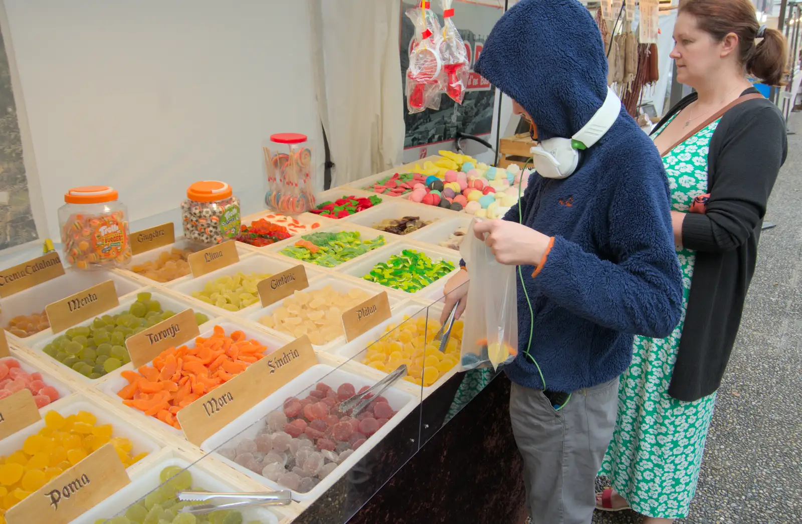 Harry loads up an expensive bag of sweets, from A Return to Girona, Catalunya, Spain - 29th October 2024