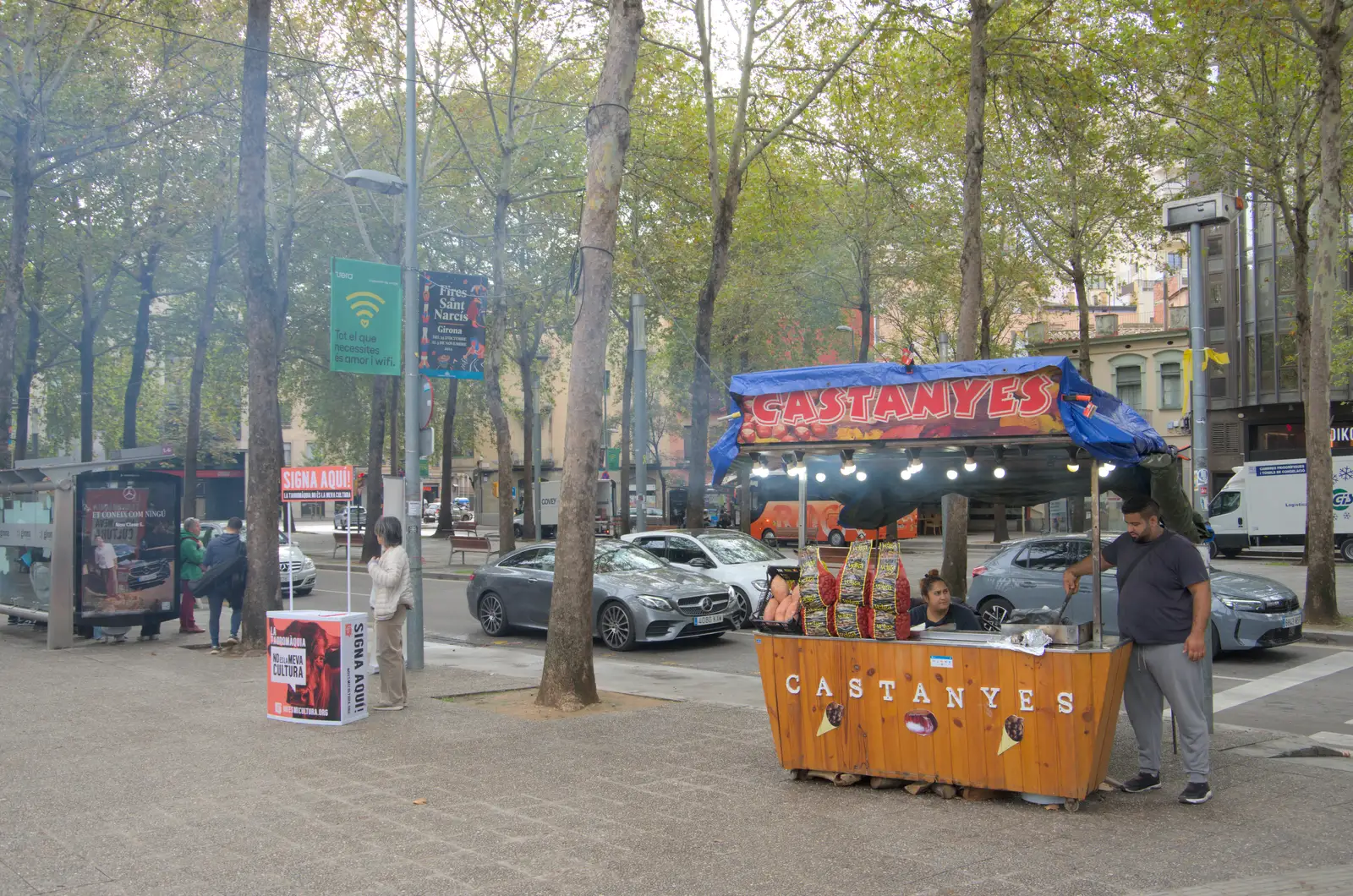 A chestnut-roasting stall, from A Return to Girona, Catalunya, Spain - 29th October 2024