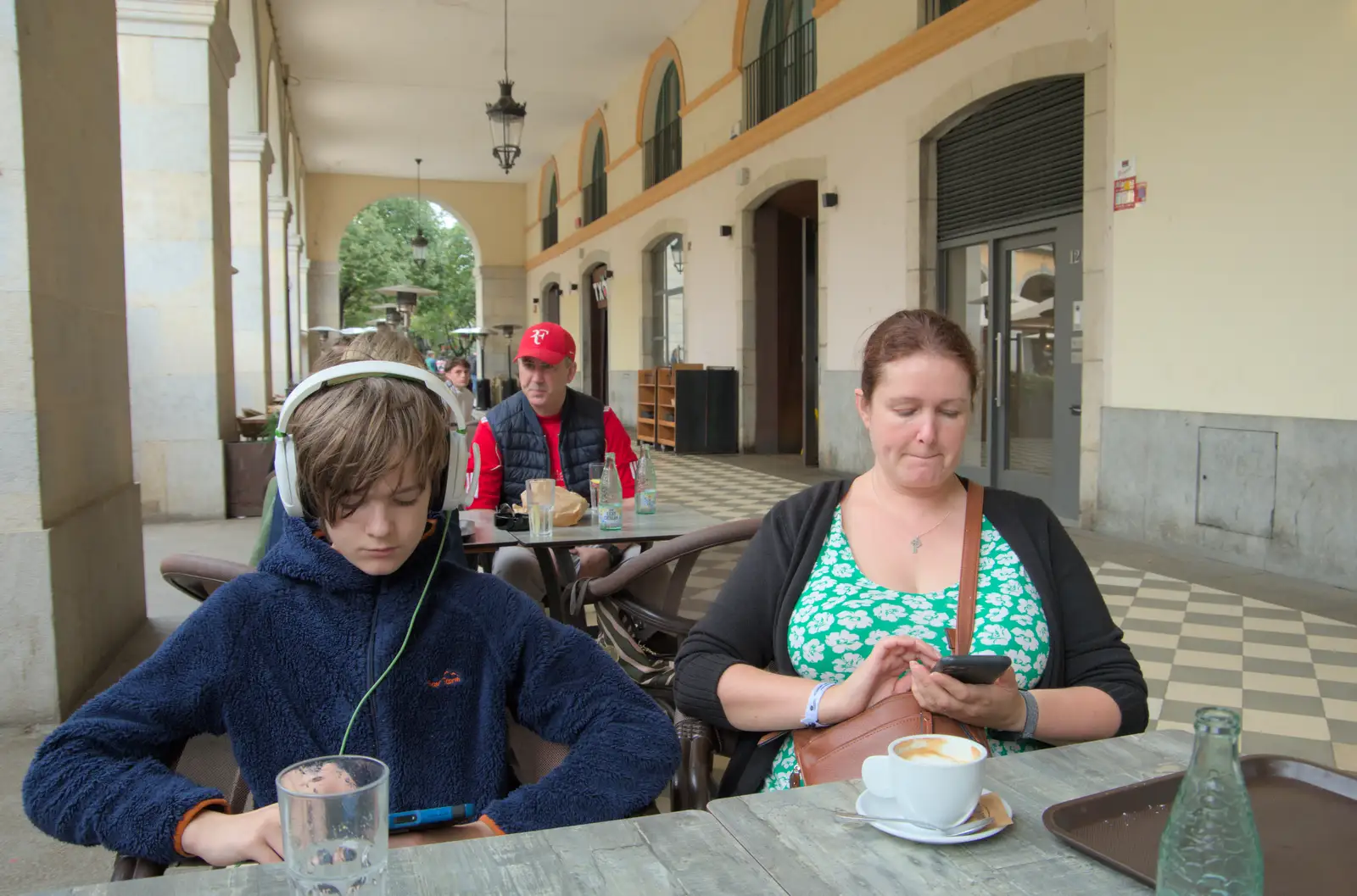 Harry's got his headphones on again, from A Return to Girona, Catalunya, Spain - 29th October 2024