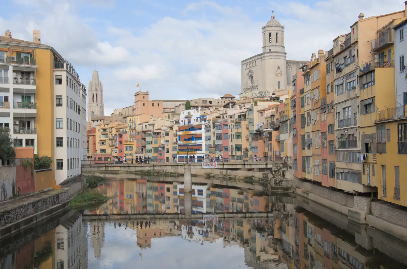 Colourful flats loom over the Riu Onyar, from A Return to Girona, Catalunya, Spain - 29th October 2024