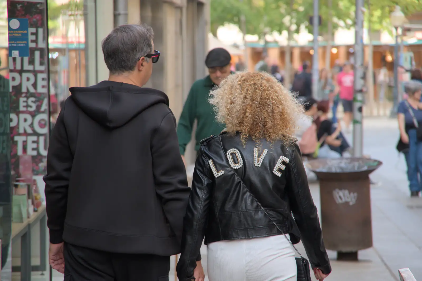 A simple statement on a leather jacket, from A Return to Girona, Catalunya, Spain - 29th October 2024