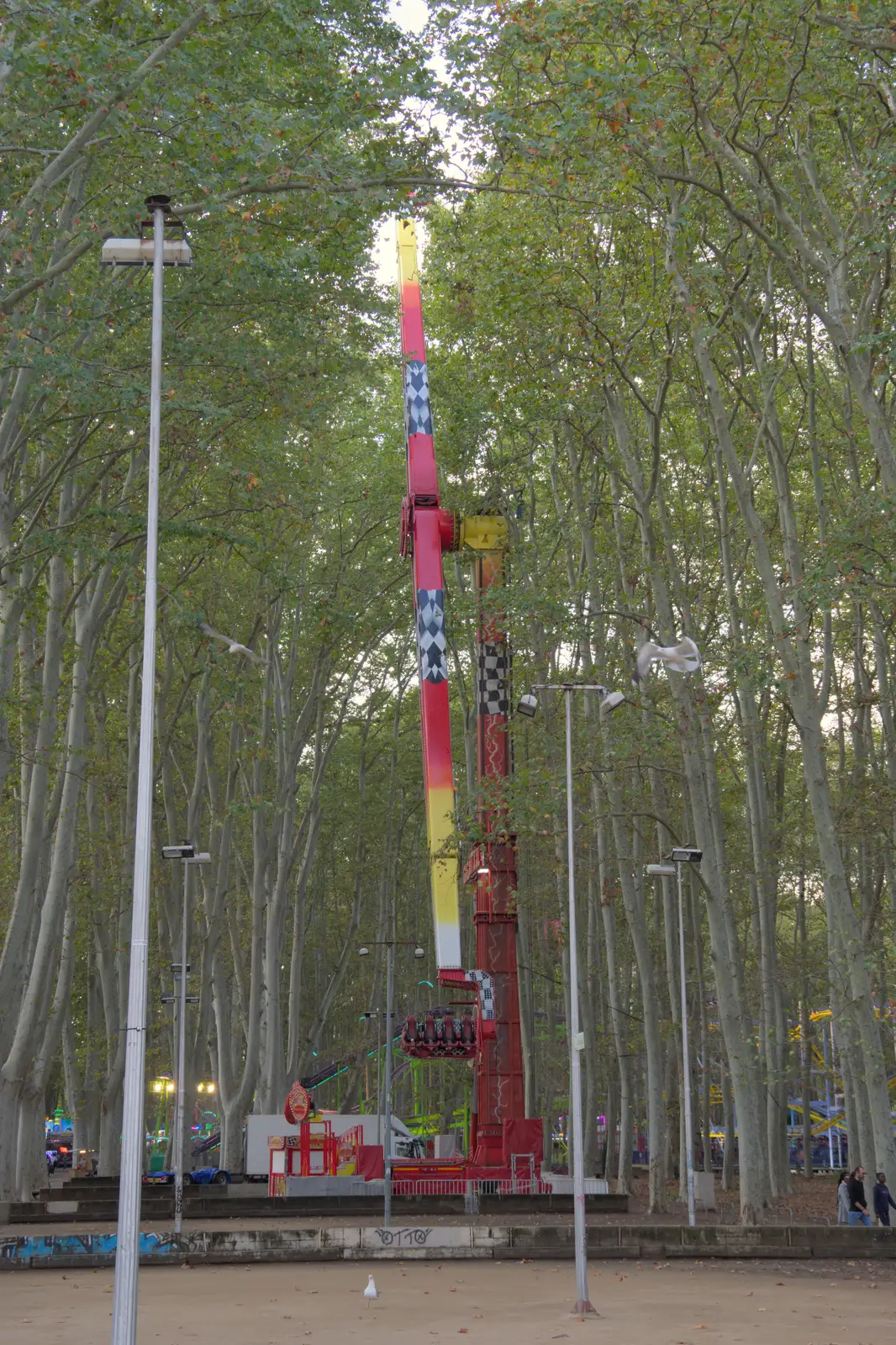 An implausibly-placed fairground ride, from A Return to Girona, Catalunya, Spain - 29th October 2024