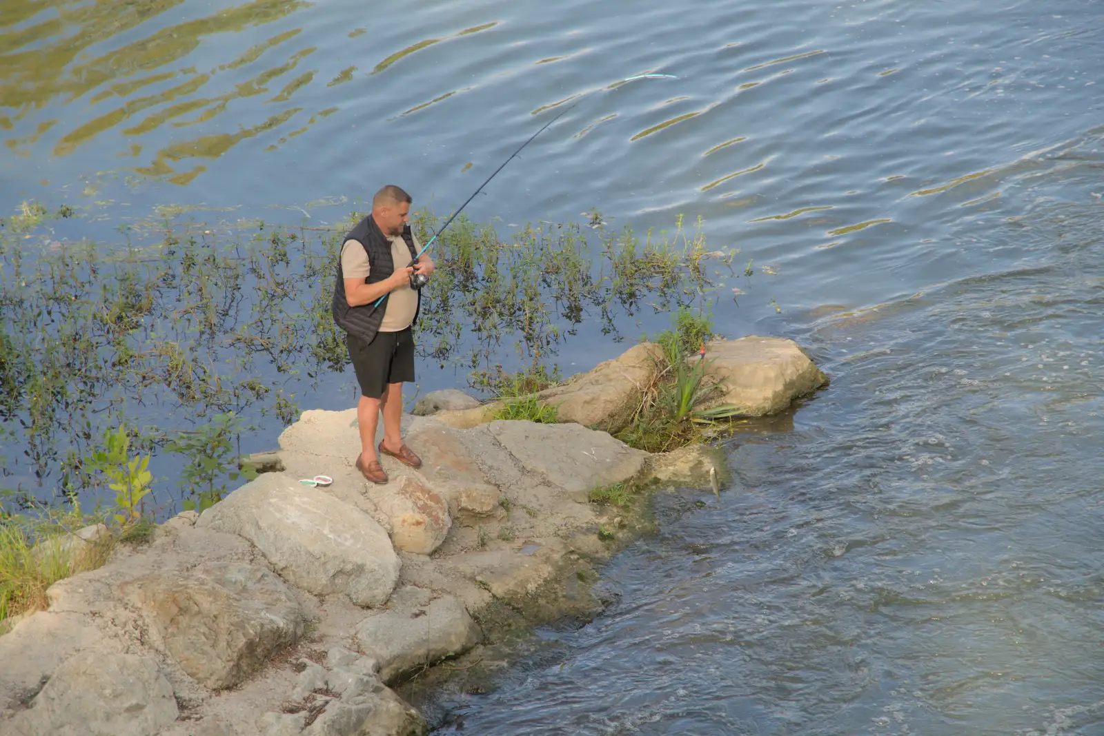 Some dude fishes for his dinner, from A Return to Girona, Catalunya, Spain - 29th October 2024