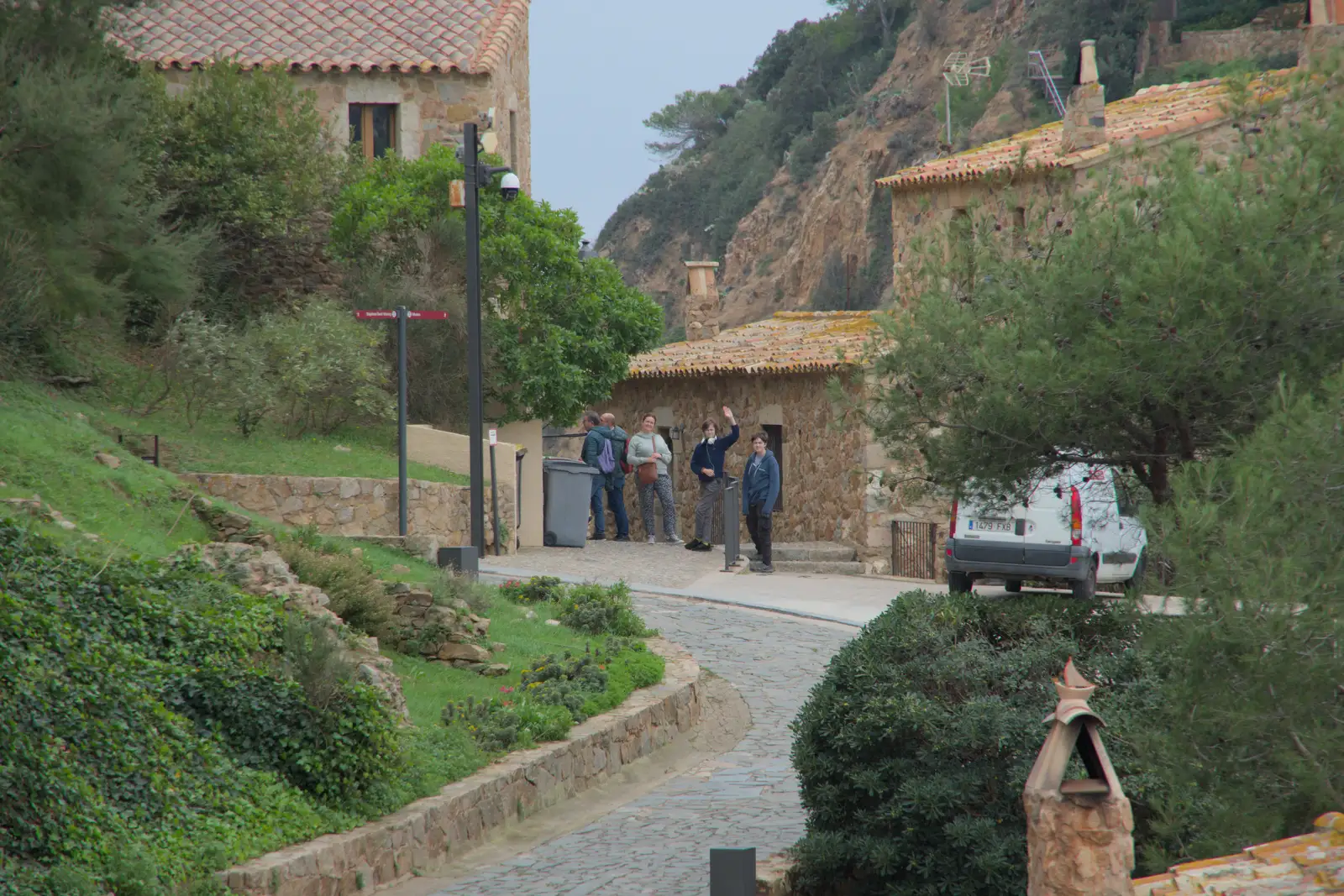 Harry waves from a distance, from A Postcard From Tossa de Mar, Catalunya, Spain - 30th October 2024