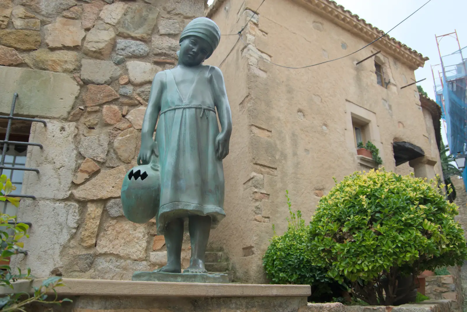 A sad-looking girl in statue form, from A Postcard From Tossa de Mar, Catalunya, Spain - 30th October 2024