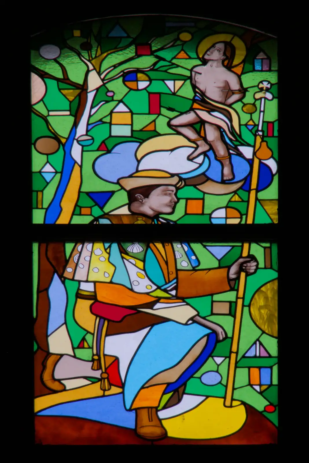 Modern stained glass, from A Postcard From Tossa de Mar, Catalunya, Spain - 30th October 2024