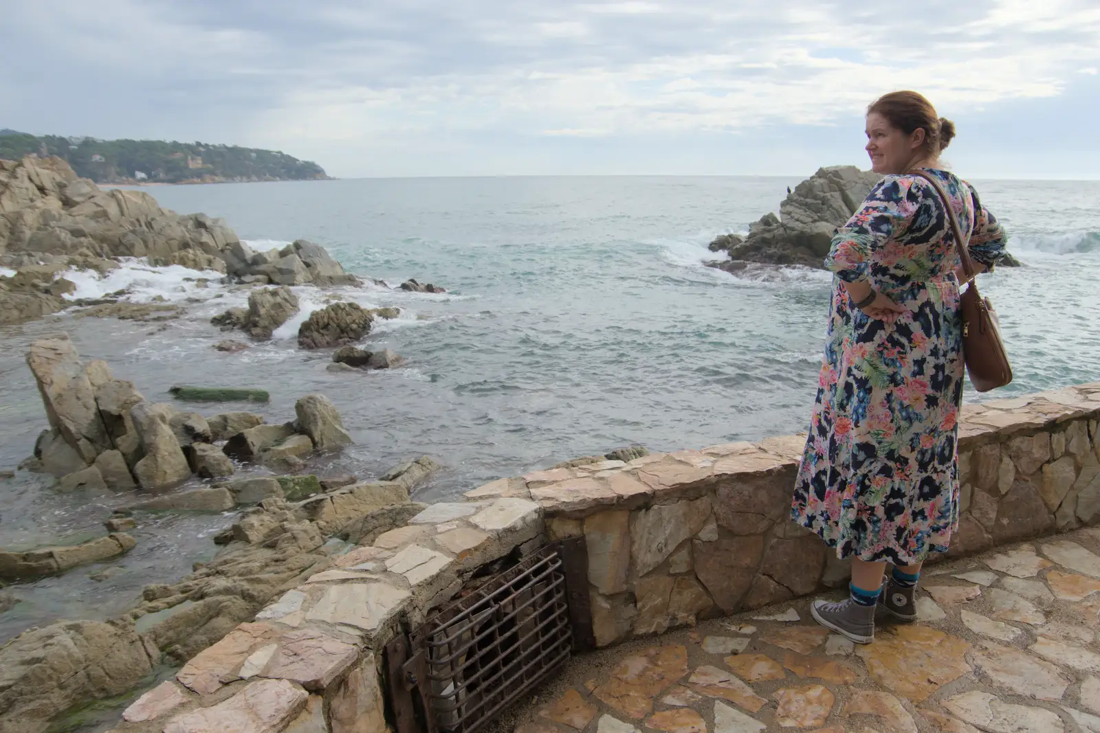 Isobel looks at the sea, from Halloween and Flamenco Guitar, Lloret de Mar, Catalunya, Spain - 31st October 2024