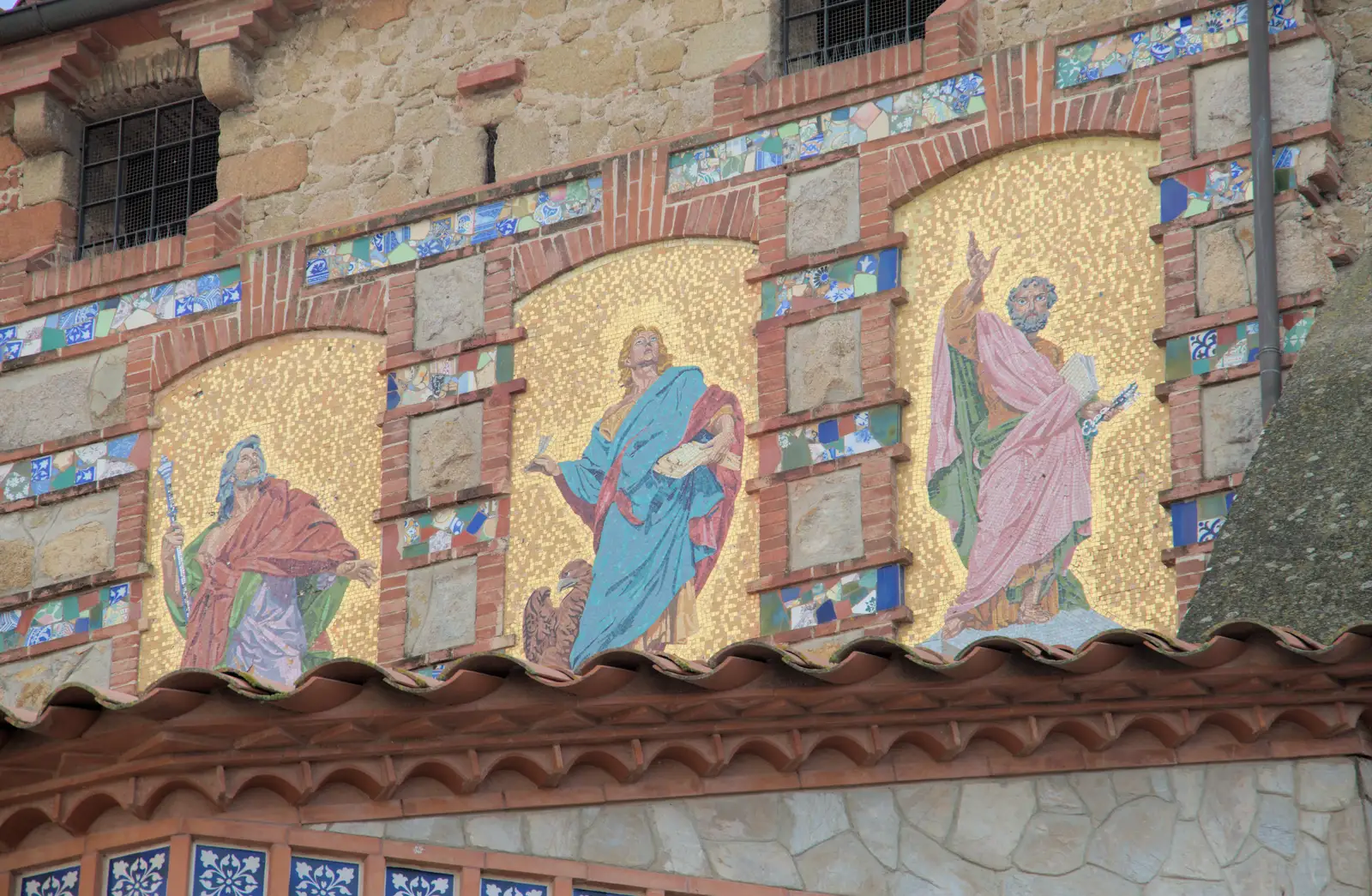 Gold-leafed mosaics on a wall, from Halloween and Flamenco Guitar, Lloret de Mar, Catalunya, Spain - 31st October 2024