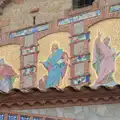 Gold-leafed mosaics on a wall, Halloween and Flamenco Guitar, Lloret de Mar, Catalunya, Spain - 31st October 2024