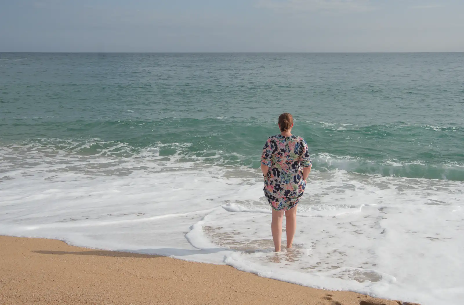 Isobel tries out the sea again, from Halloween and Flamenco Guitar, Lloret de Mar, Catalunya, Spain - 31st October 2024