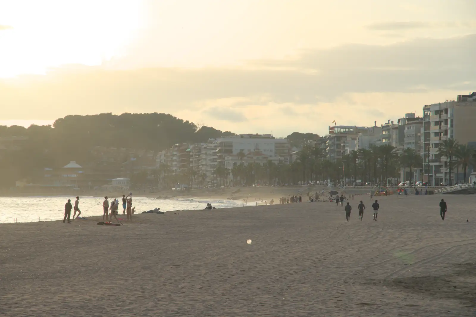 A look along the hazy beach, from Halloween and Flamenco Guitar, Lloret de Mar, Catalunya, Spain - 31st October 2024