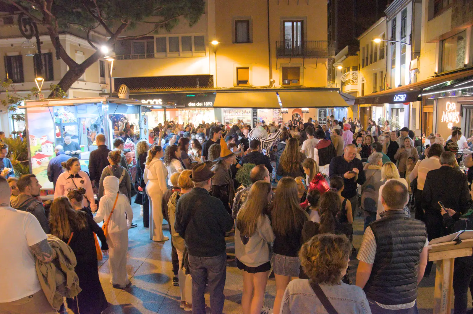 Plaça de l'Esgélsia is busy, from Halloween and Flamenco Guitar, Lloret de Mar, Catalunya, Spain - 31st October 2024