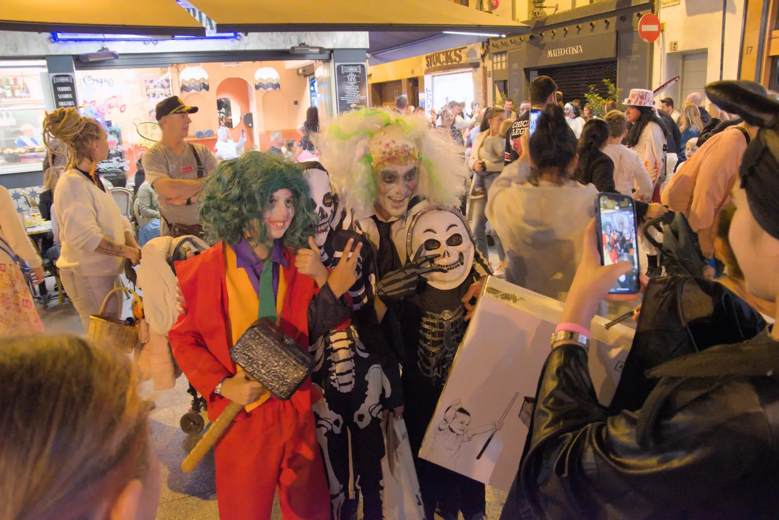 Kids in fancy dress pause for a photo, from Halloween and Flamenco Guitar, Lloret de Mar, Catalunya, Spain - 31st October 2024