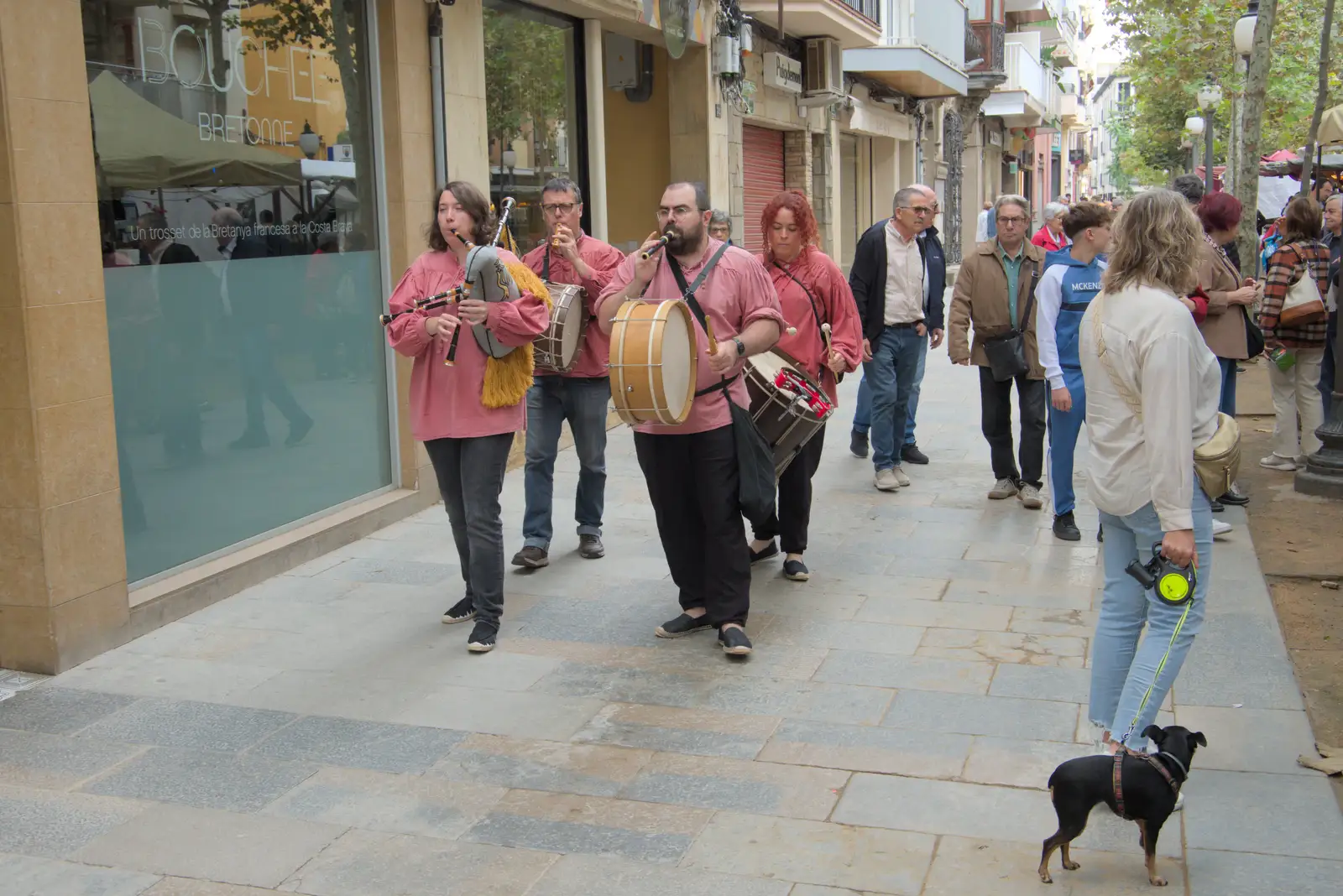 There's a traditional Catalan music group, from Blanes, and the Castanyada Festival, Lloret de Mar, Catalunya - 1st November 2024