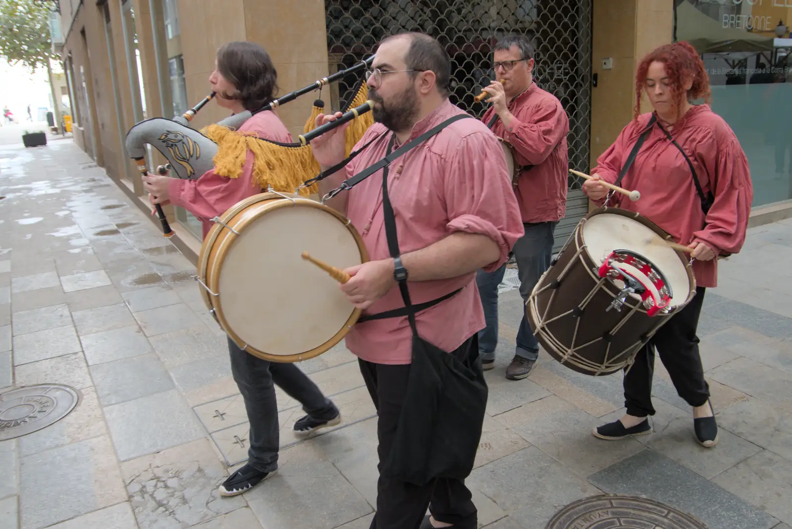 A Catalan music group with bagpipes and recorders, from Blanes, and the Castanyada Festival, Lloret de Mar, Catalunya - 1st November 2024