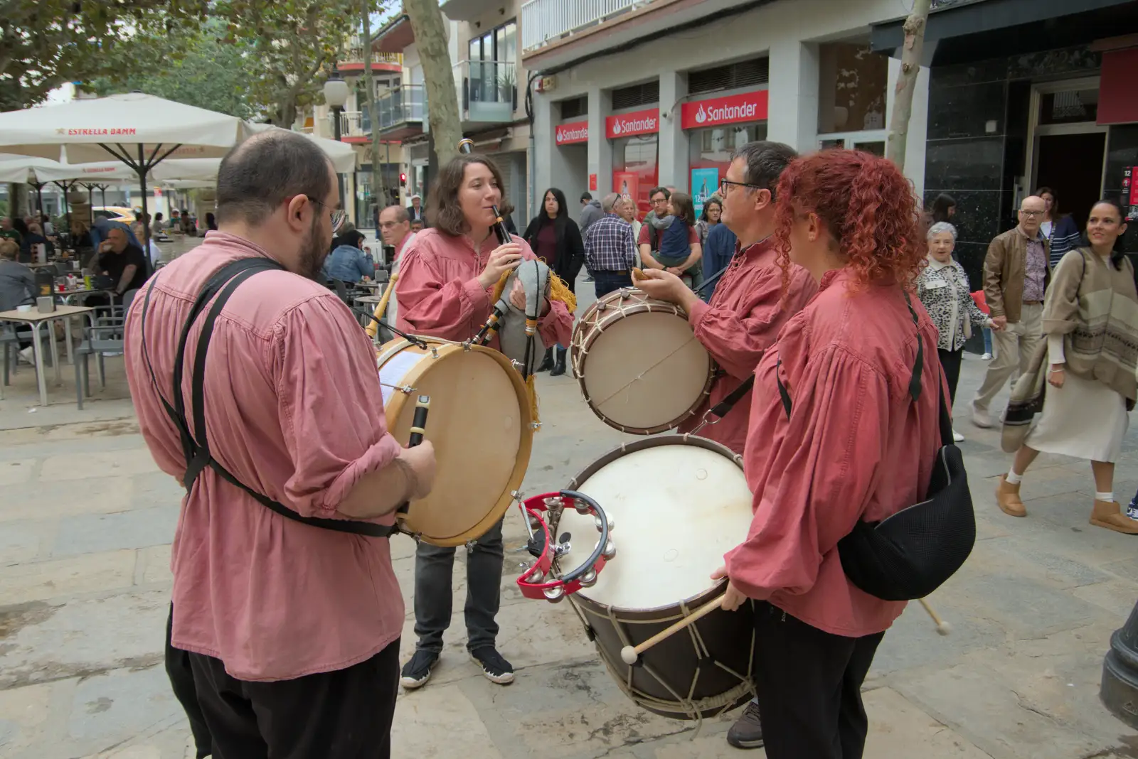 The band on the Paseo de Dintre, from Blanes, and the Castanyada Festival, Lloret de Mar, Catalunya - 1st November 2024